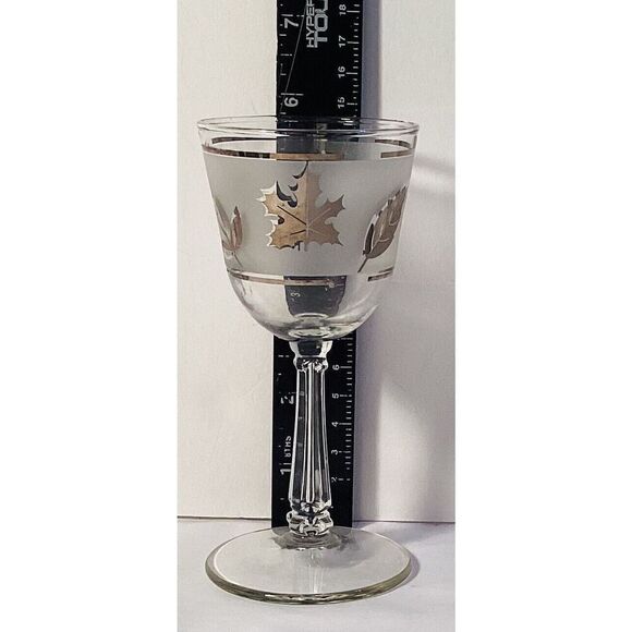Vintage Libbey Silver Leaf Frosted Stemmed Wine /Cordial/Sherry Glasses Set Of 4 - Picture 3 of 7